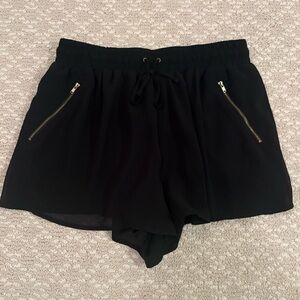 HYFVE Black Shorts with Gold Zipper Accents